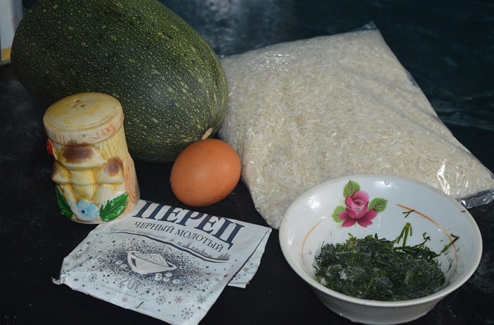 ингредиенты для приготовления котлет из кабачка и риса